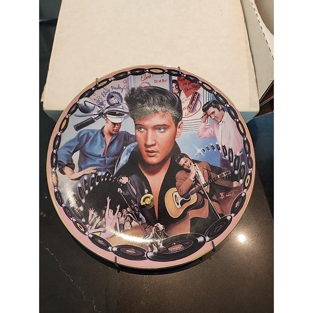 1994 Elvis Presley Musical Plate Hound Dog Bop Bradford Exchange COA Box 155.1